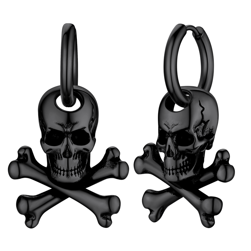 Punk Skull Crossbone Hoop Earrings Gift for