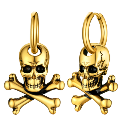 Punk Skull Crossbone Hoop Earrings Gift for