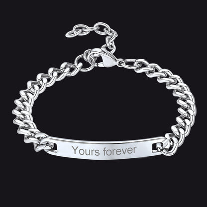7mm Customized Id Cuban Chain Link Bracelet Gift for