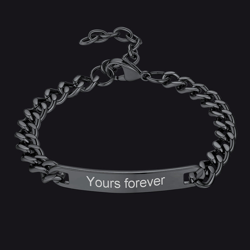 Customized Engraved Id Bar Cuban Chain Link Bracelet for