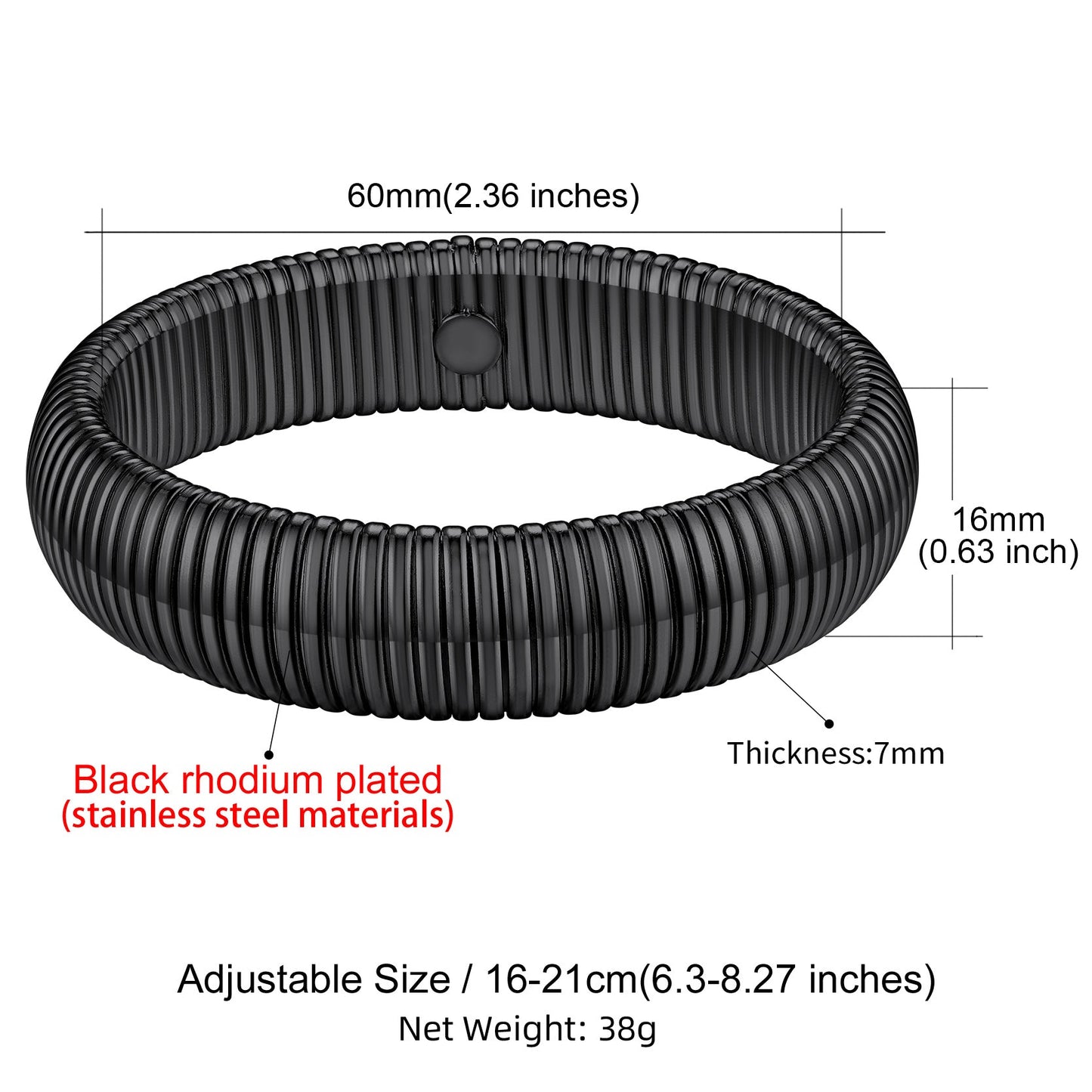 Stretch Chain Bangle Bracelet for , 10/16/20mm Width