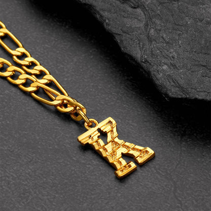 Initial A-z Letter Pendant Figaro Chain Choker Necklace for