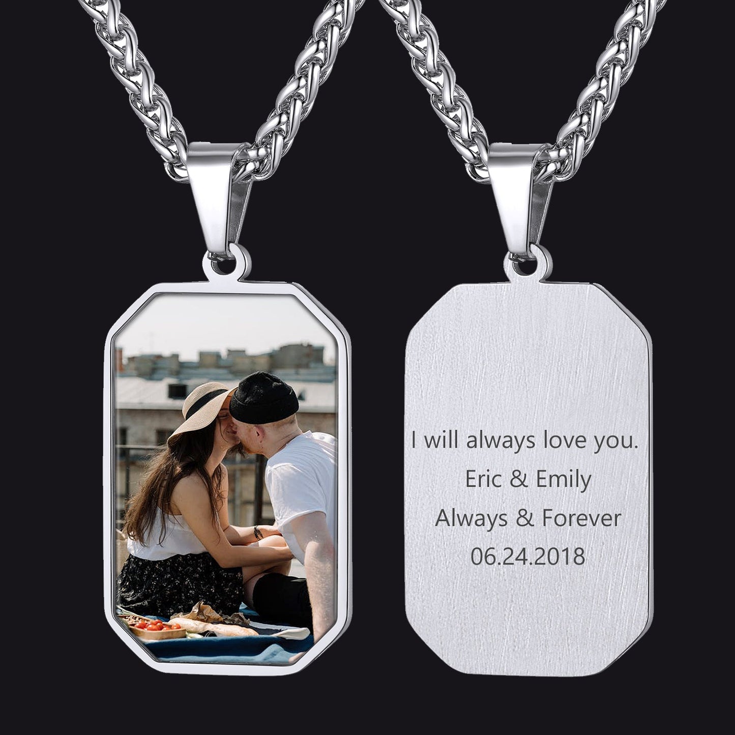 Customized Engraved Photo Dog Tag Necklace for /