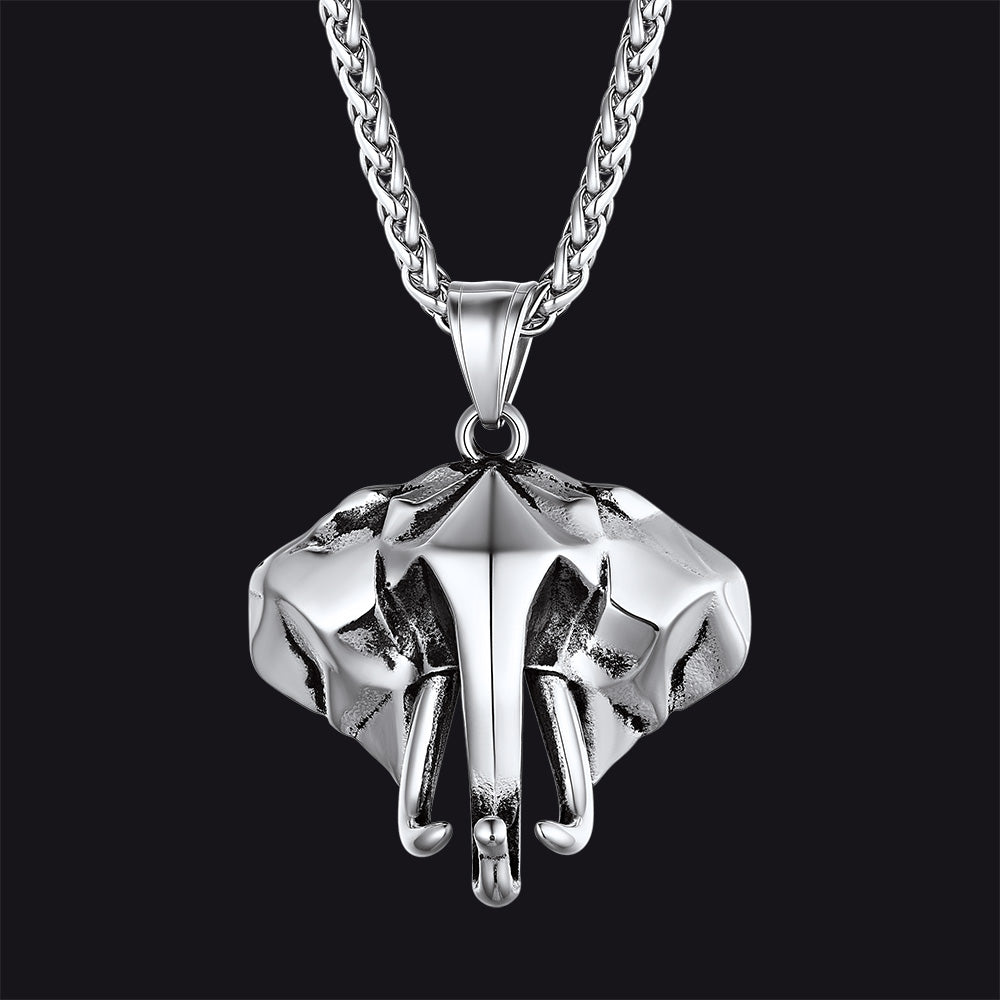 Stainless Steel African Elephant Necklace for