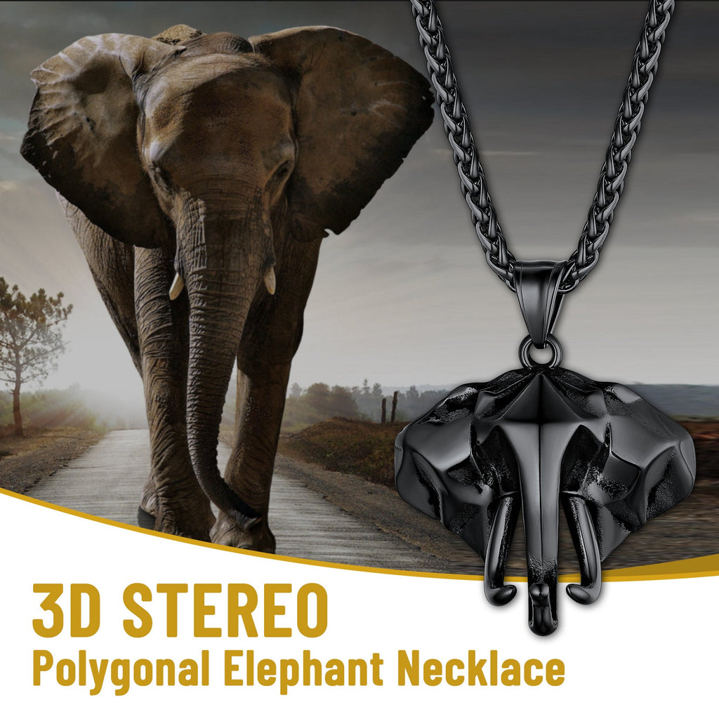 Stainless Steel African Elephant Necklace for