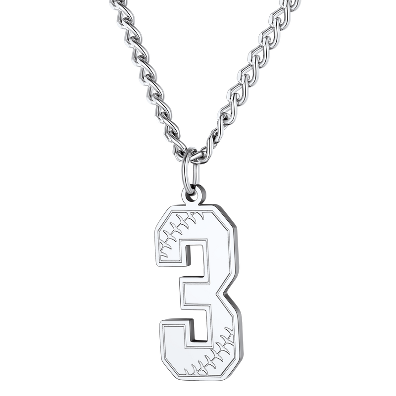 Custom Baseball Jersey Number Pendant Necklace for