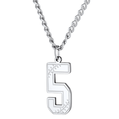 Custom Baseball Jersey Number Pendant Necklace for