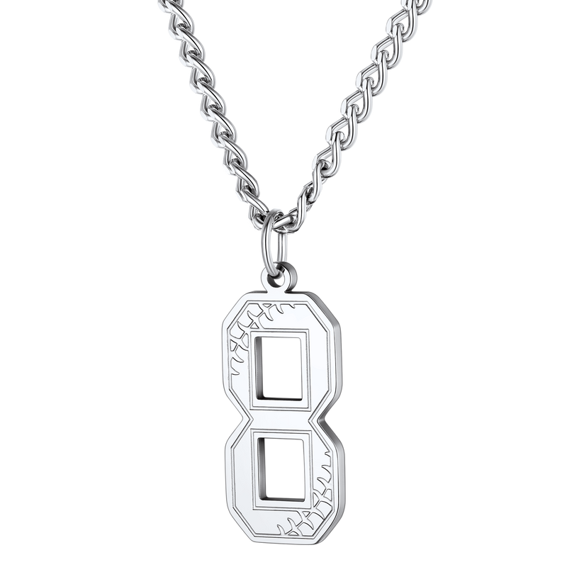 Custom Baseball Jersey Number Pendant Necklace for