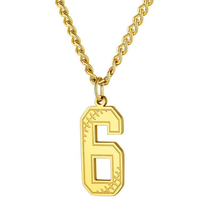 Custom Baseball Jersey Number Pendant Necklace for