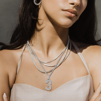 Baseball Diamond Jersey Number Chain Necklace for