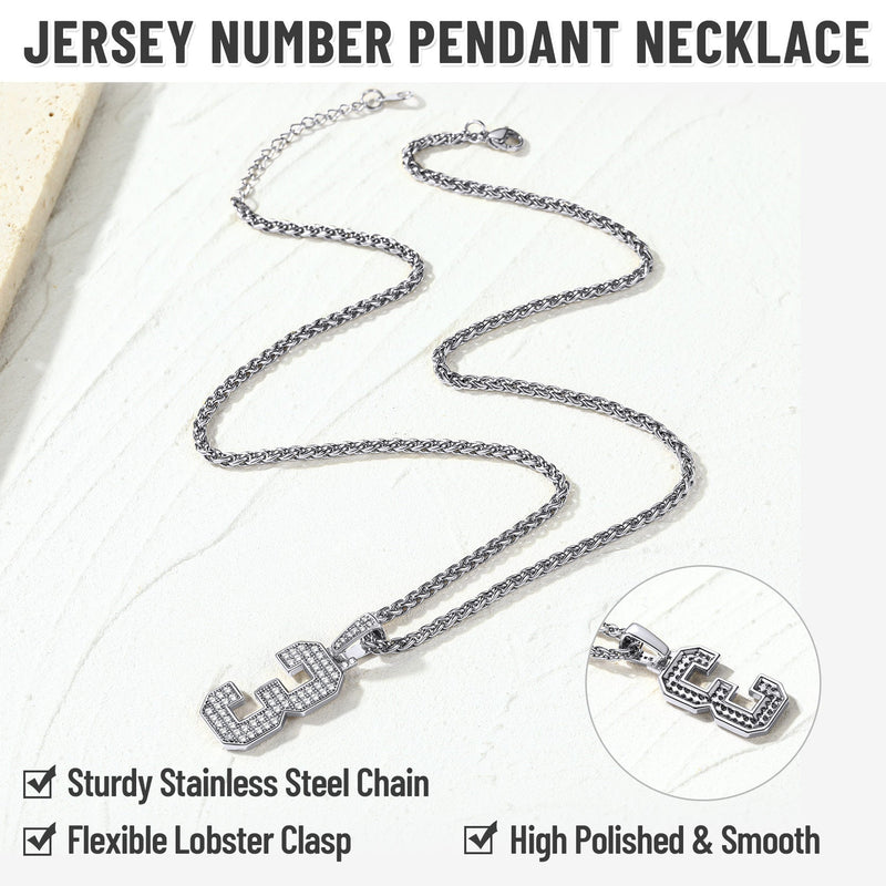 Baseball Diamond Jersey Number Chain Necklace for