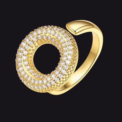 Cz Bold Initial Rings Open Adjustable Statement Ring for