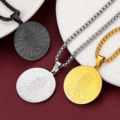 Religious Saint Jude Medal Necklace for