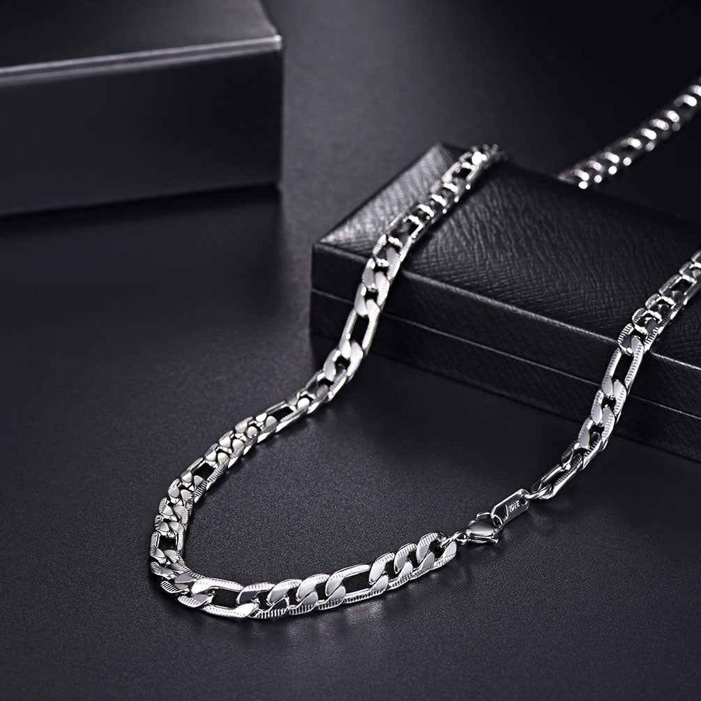 7mm Stainless Steel Figaro Link Chain Necklace for