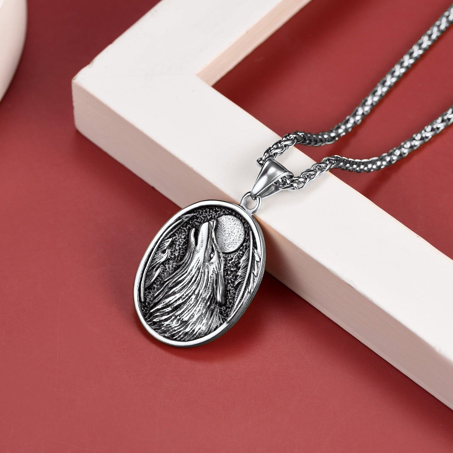 Norse Viking Wolf Pendant Necklace for