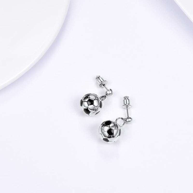 Soccer Sport Drop Stud Earrings for