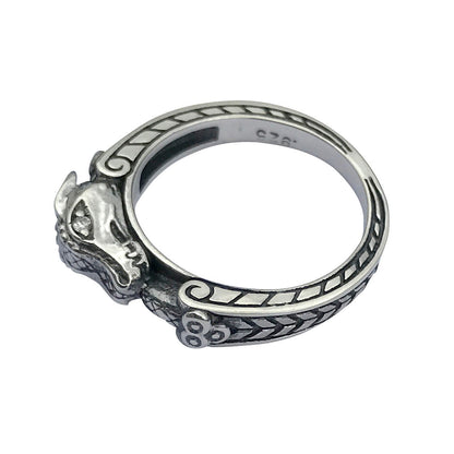 Dragon Ring Diamond Engagement Gothic Ringband in Sterling Silver