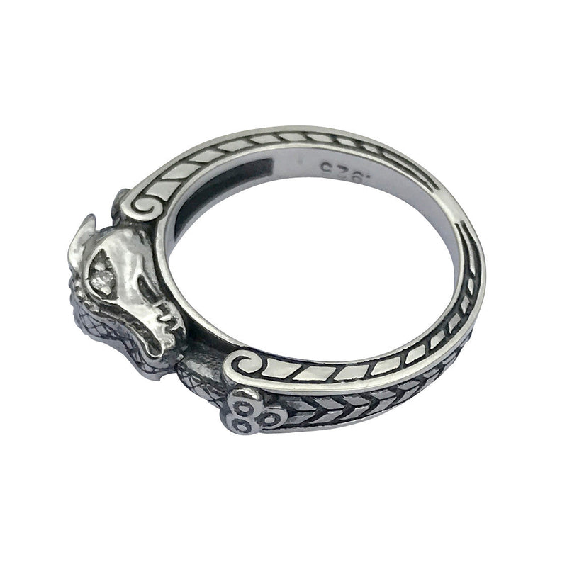 Dragon Ring Diamond Engagement Gothic Ringband in Sterling Silver