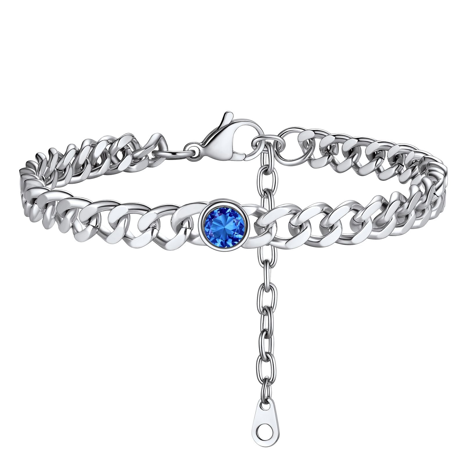 Personalized Birthstone Cuban Link Anklet for