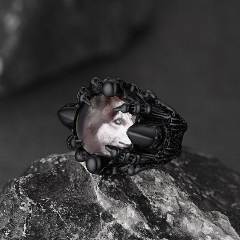 Customized Gothic Photo Dragon Claw Ring With Picture for