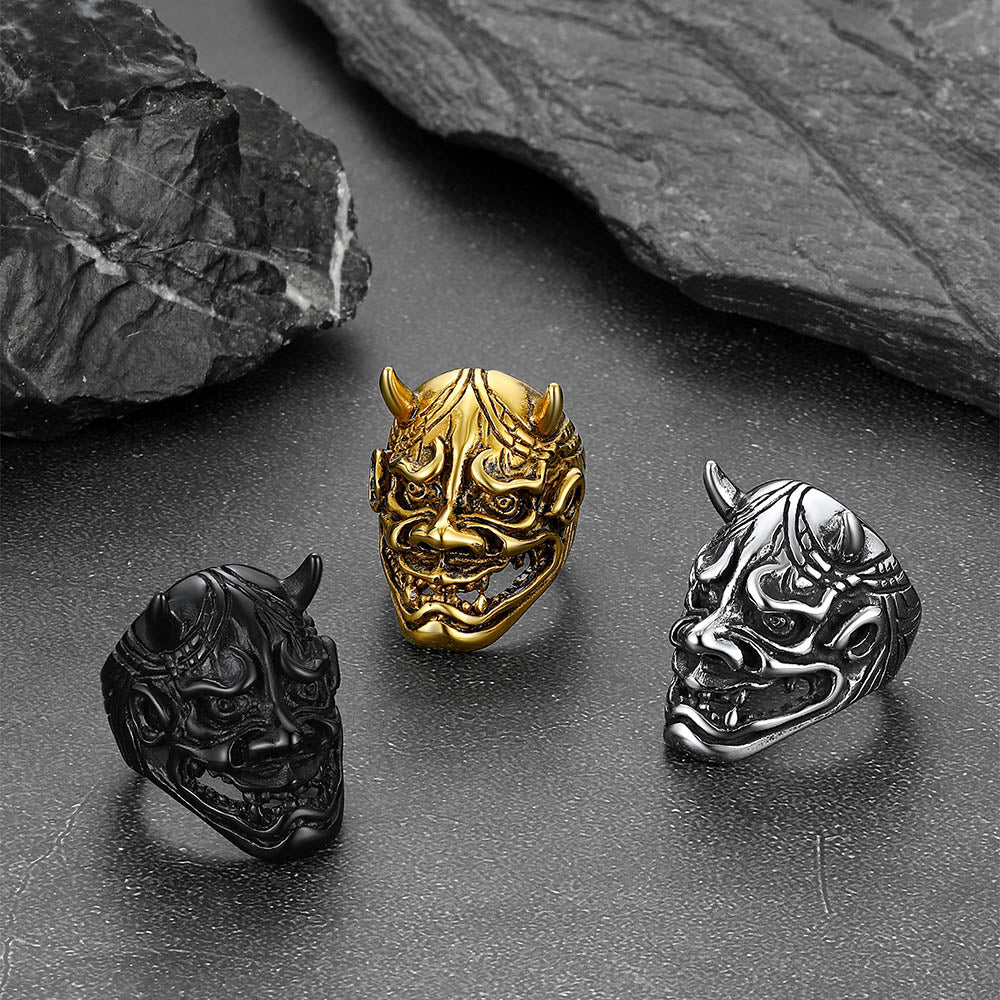 Gothic Hannya Mask Demon Ring for