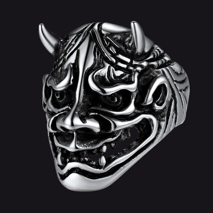 Gothic Hannya Mask Demon Ring for