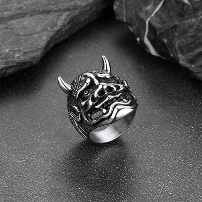 Gothic Hannya Mask Demon Ring for