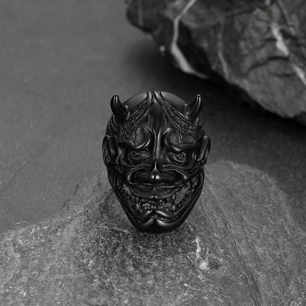 Gothic Hannya Mask Demon Ring for