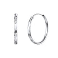 Diamond-cut Silver Hoop Earrings for 30/50/70mm