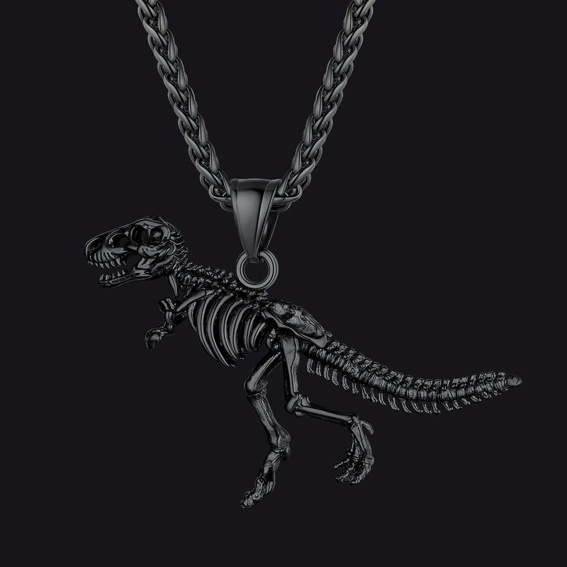 Punk Dinosaur Skeleton Necklace for in Stainless Steel