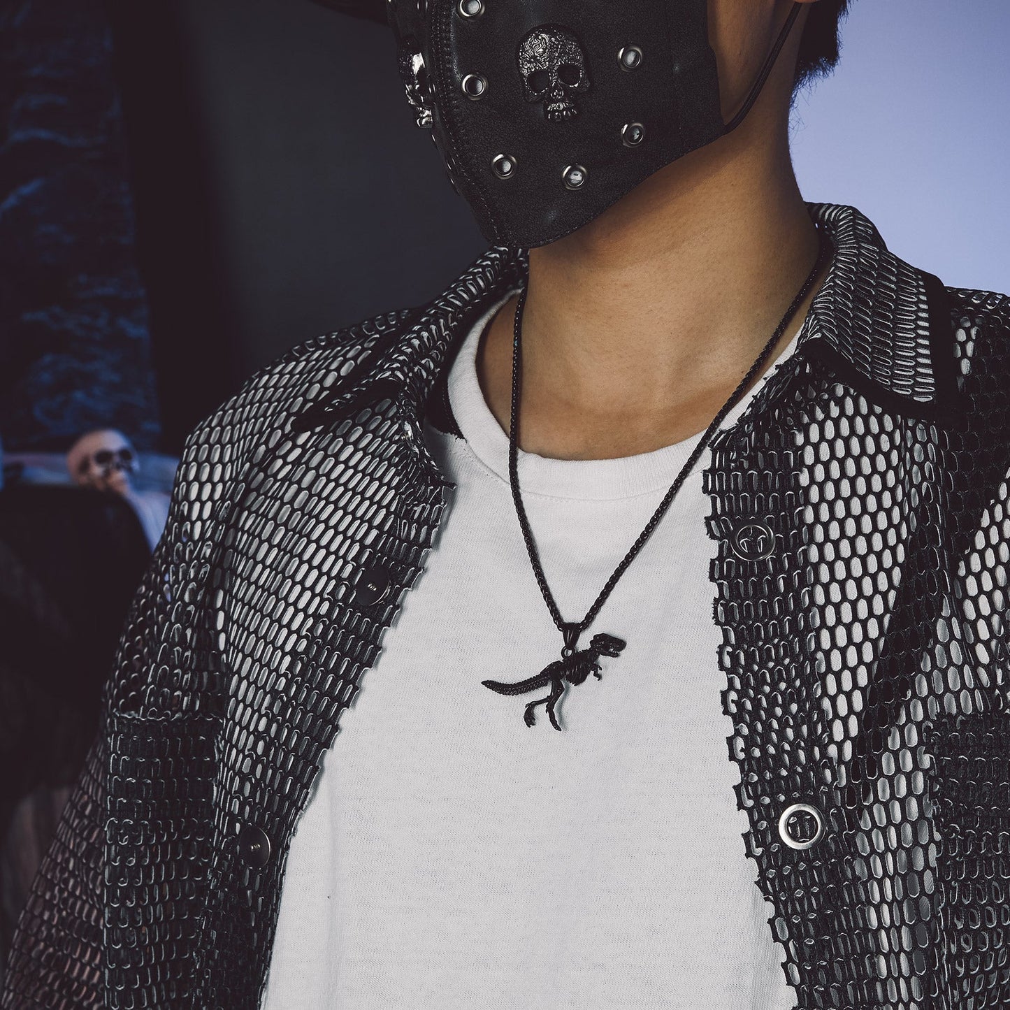Punk Dinosaur Skeleton Necklace for in Stainless Steel