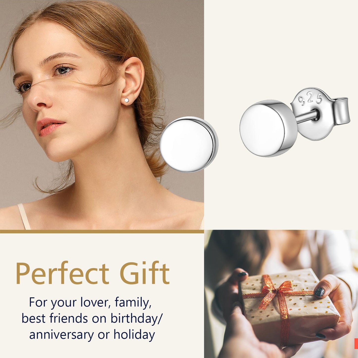 Sterling Silver Dot Stud Earrings for