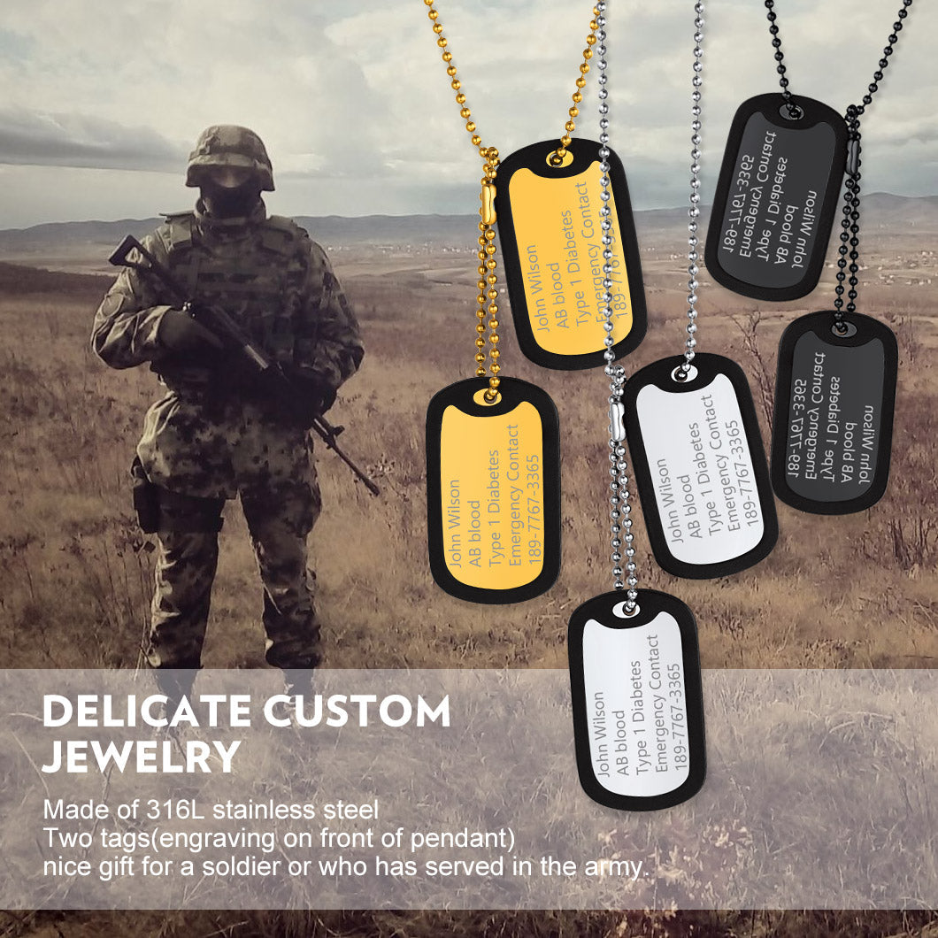 Custom Military Army Double-side Dog Tag Necklace for