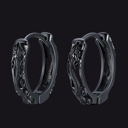 Gothic Punk Dragon Hollow Hoop Huggie Earrings for