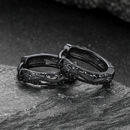 Gothic Punk Dragon Hollow Hoop Huggie Earrings for