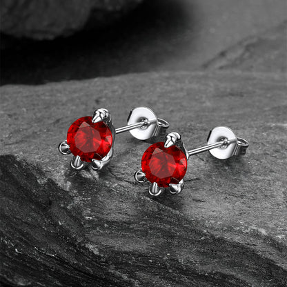 Gothic Red Diamond Dragon Claw Stud Earrings for