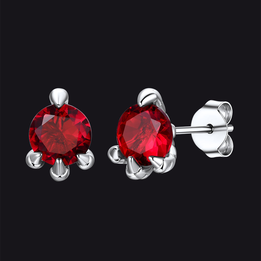 Gothic Red Diamond Dragon Claw Stud Earrings for