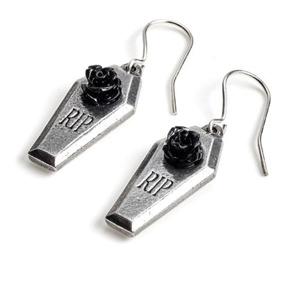 Rip Black Rose Coffin Earrings by Alchemy Gothic