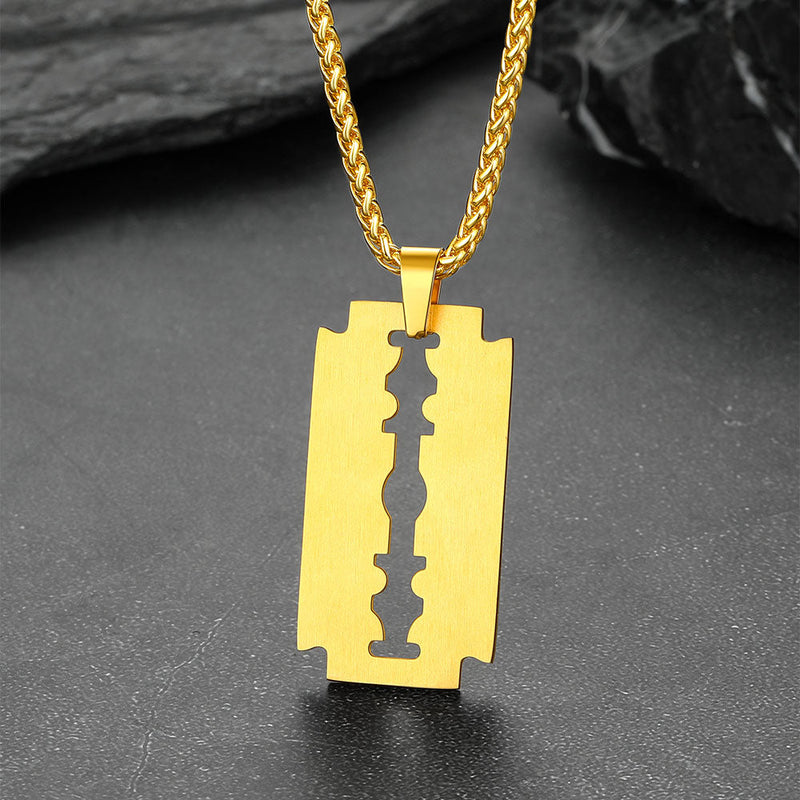 Eboy Razor Blade Dog Tag Pendant Necklace for