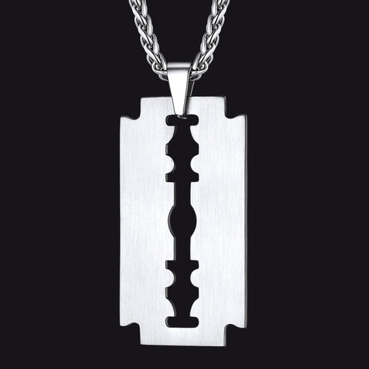 Eboy Razor Blade Dog Tag Pendant Necklace for