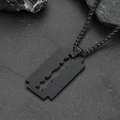 Cuban Chain & Eboy Razor Blade Necklace Set for