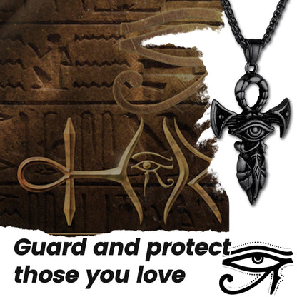 Egyptian Ankh Cross Necklace With Eye of Horus for