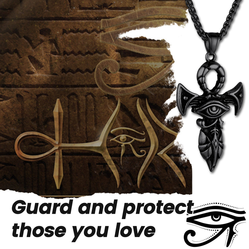 Egyptian Ankh Cross Necklace With Eye of Horus for