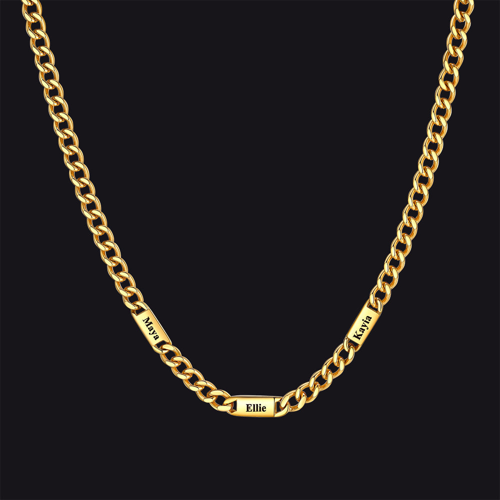 Customized Engraved Cuban Chain Name Link Necklace for