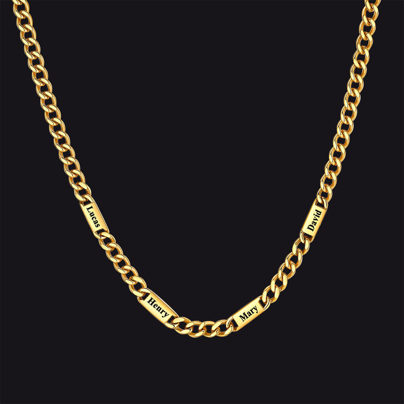 Customized Engraved Cuban Chain Name Link Necklace for