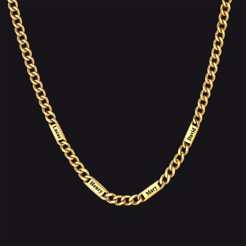 Customized Engraved Cuban Chain Name Link Necklace for