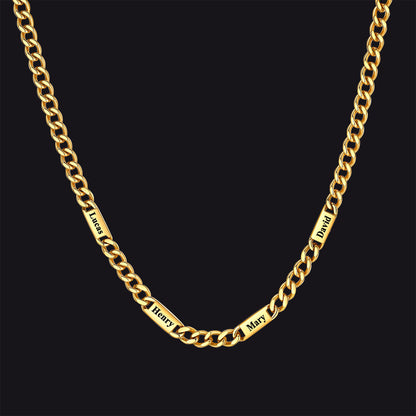 Customized Engraved Cuban Chain Name Link Necklace for