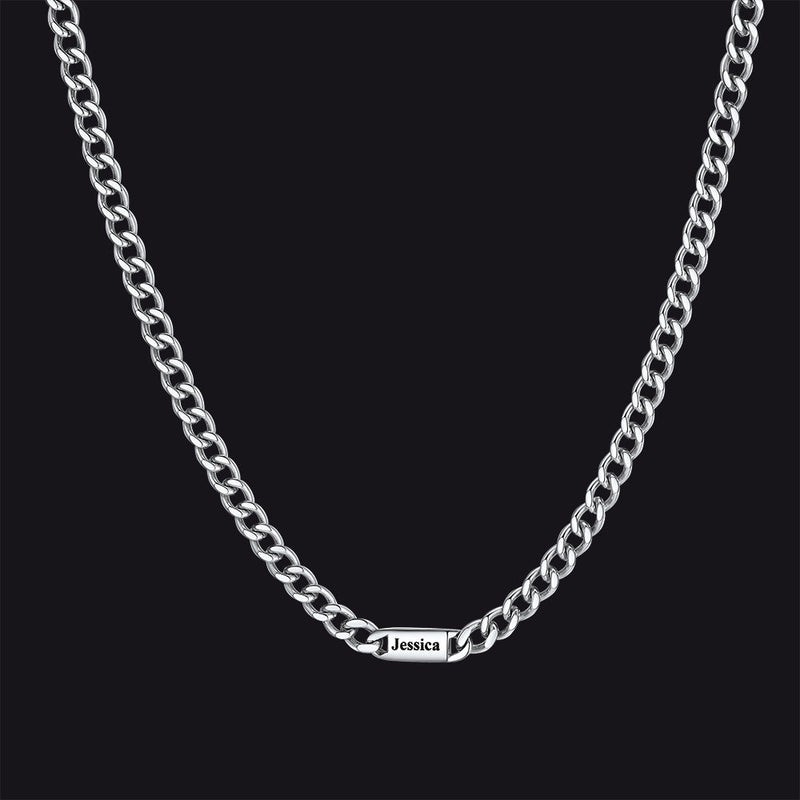 Customized Engraved Cuban Chain Name Link Necklace for