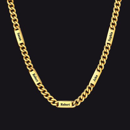 Customized Engraved Cuban Chain Name Link Necklace for