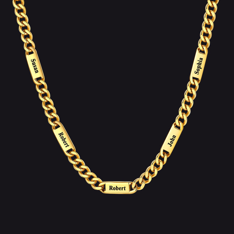 Customized Engraved Cuban Chain Name Link Necklace for